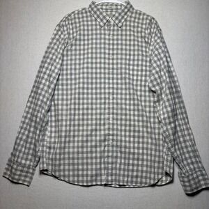 J Crew Mens Slim Fit Button Down Shirt XL Stretch Plaid Gray Cotton‎